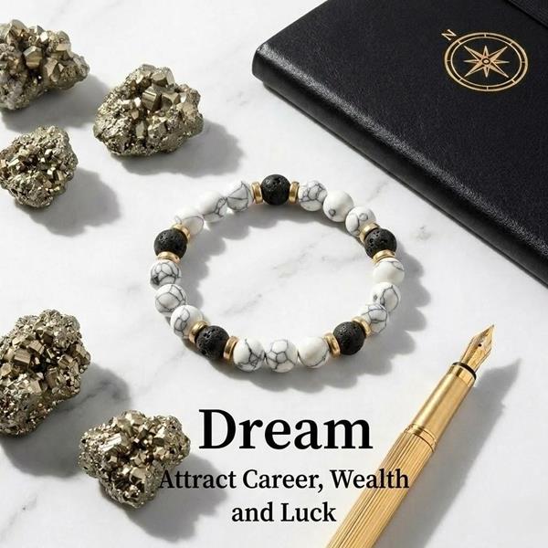 White Howlite Lava Stone Beaded Bracelet