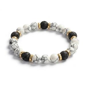 White Howlite Lava Stone Beaded Bracelet
