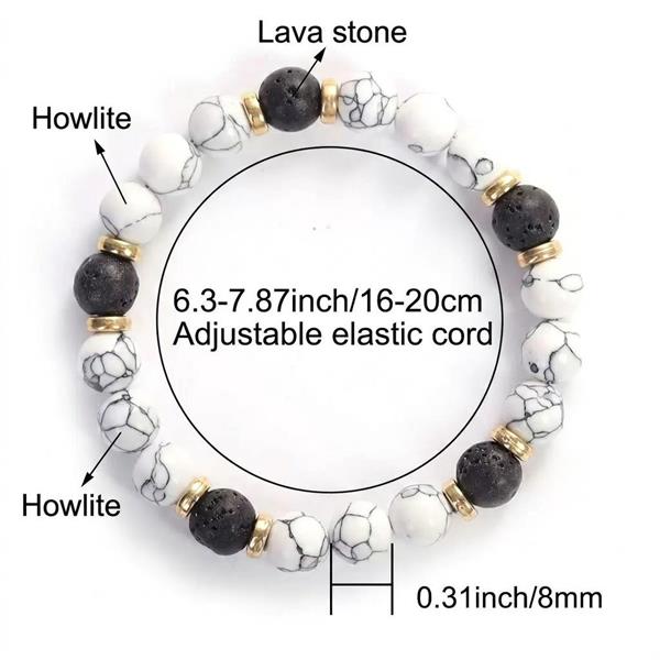 White Howlite Lava Stone Beaded Bracelet