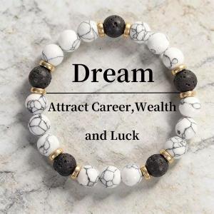 White Howlite Lava Stone Beaded Bracelet
