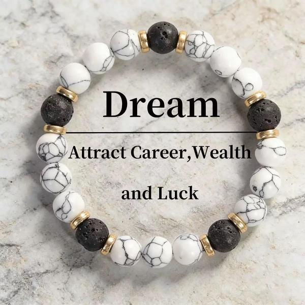 White Howlite Lava Stone Beaded Bracelet