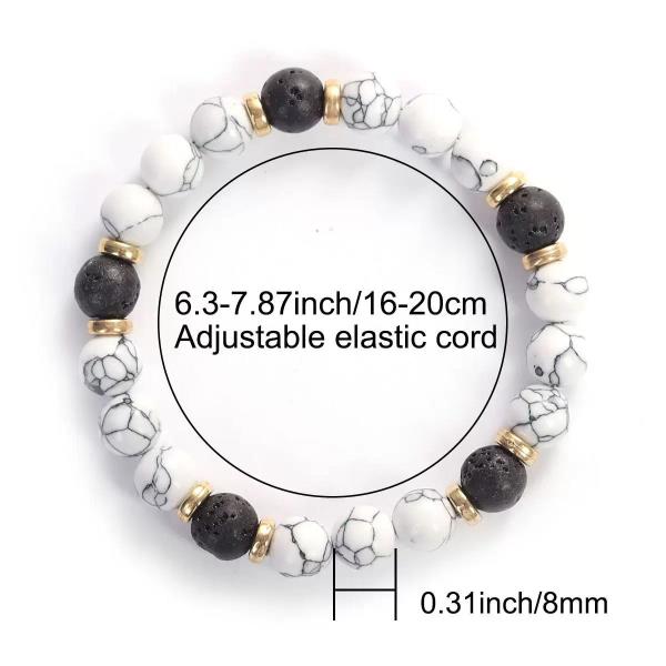 White Howlite Lava Stone Beaded Bracelet