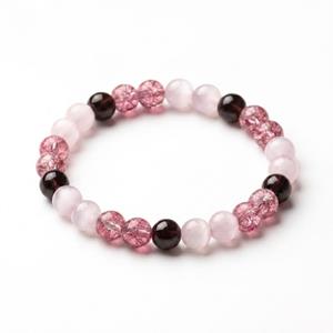 Rose Quartz Strawberry Quartz Garnet Beaded Bracelet