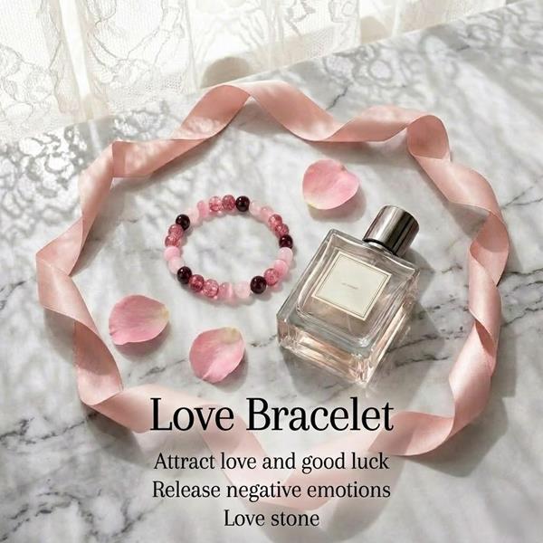 Rose Quartz Strawberry Quartz Garnet Beaded Bracelet
