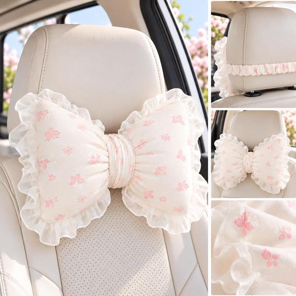 Mermaid Bow Lace Car Head Cushion