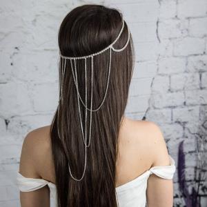 Gothic Rhinestone Wedding Bride Head Chain