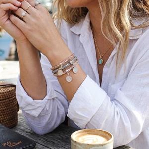 Flower Crystal Slave Ring Linked Bracelet