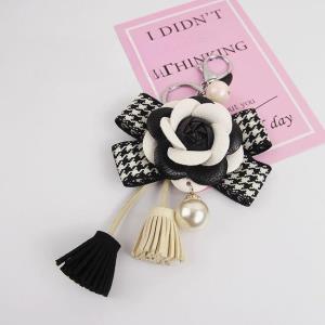Leopard Print Fluffy Fur Heart Keychains