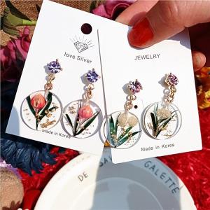 18K Platinum Plated Zircon Silver Peacock Tail Earrings