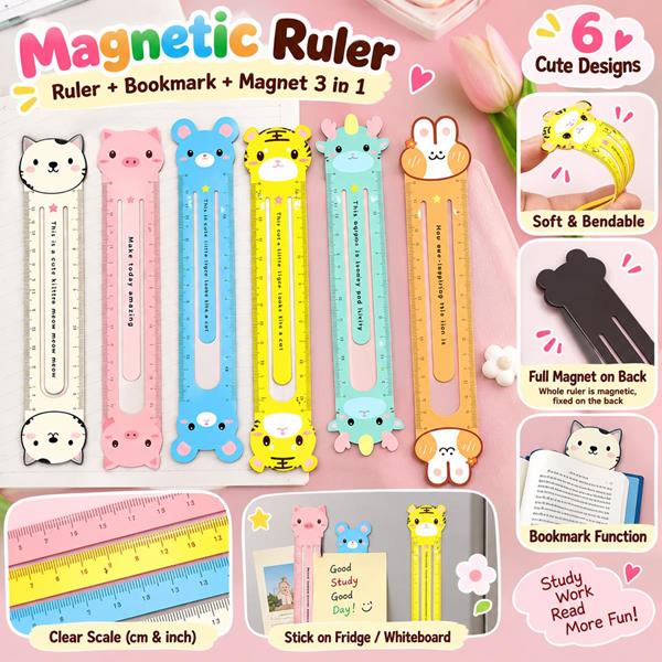 2 In 1 Cartoon Magnet Bookmark Ruler