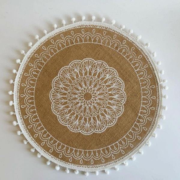 2 Pcs Bohemian Braid Lace Linen Table Dining Placemats