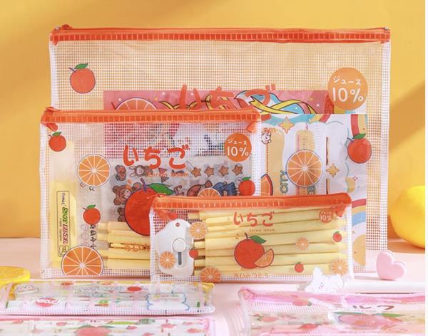 3 Cartoon Document File Stationery Organiser Bag Set