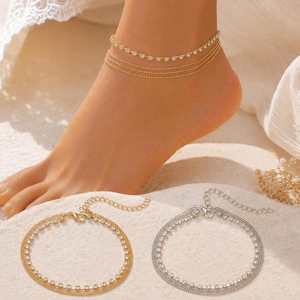 Crystal Beads Multi Layer Anklet