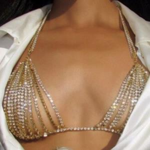 Twist Rhinestone Necklace Chest Bra Chain