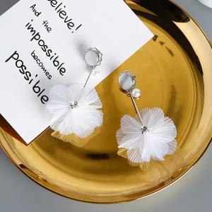 Sterling Silver Ceramic Pearl Flower Studs Set