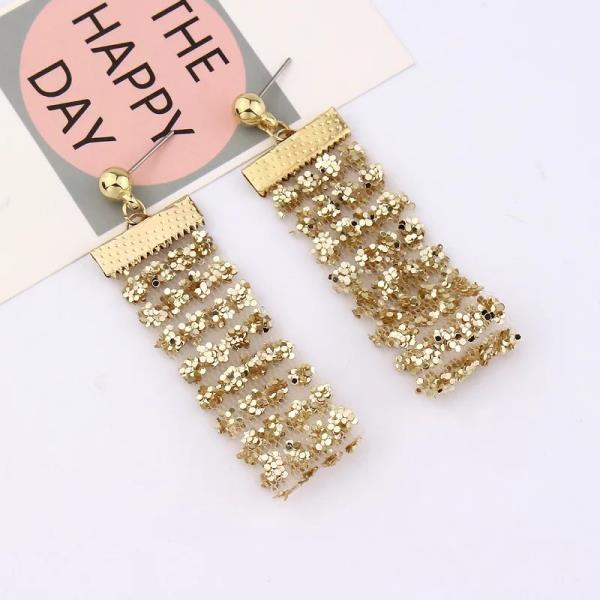 Shining Gold Lace Long Earrings