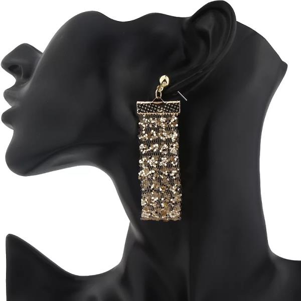 Shining Gold Lace Long Earrings