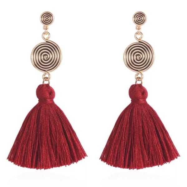 Bohemia Circle Swirl Tassel Earrings