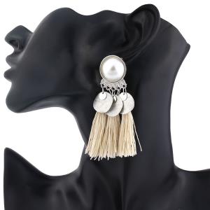Shiny Gold Woven Pearl Wheel Drop Earrings