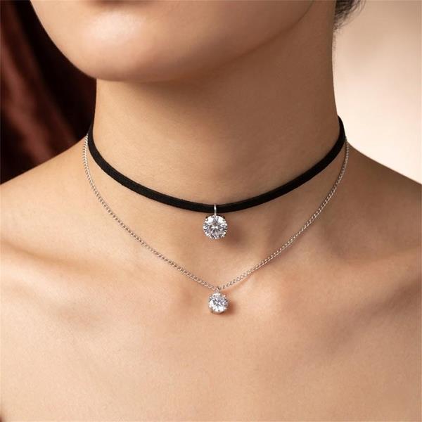 Dual Layer Crystal Waterdrop Choker