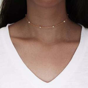 Glitter V Shape Tassel Choker Dangle Necklace