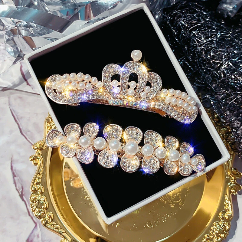 2 Pcs Glitter Crystal Butterfly Hair Pins