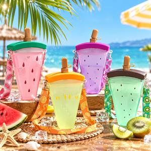 Cartoon Fruit Ice Cream Sippy Water Bottle