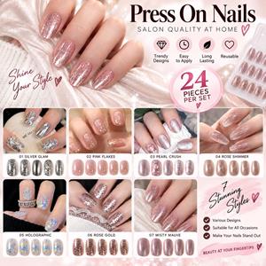Shining Artificial Reusable Fake Press Nails