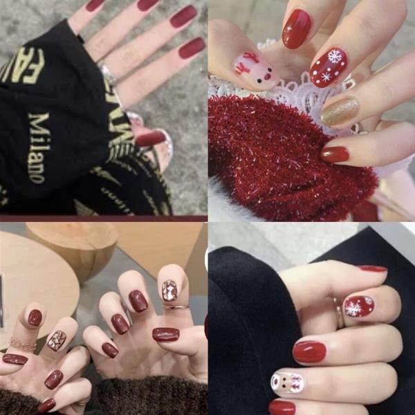 Red Artificial Fake Press Nail Tips