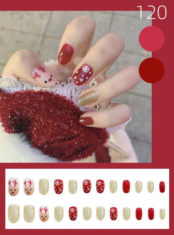 Red Artificial Fake Press Nail Tips
