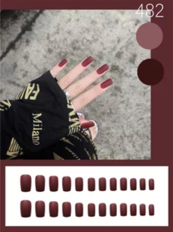 Red Artificial Fake Press Nail Tips