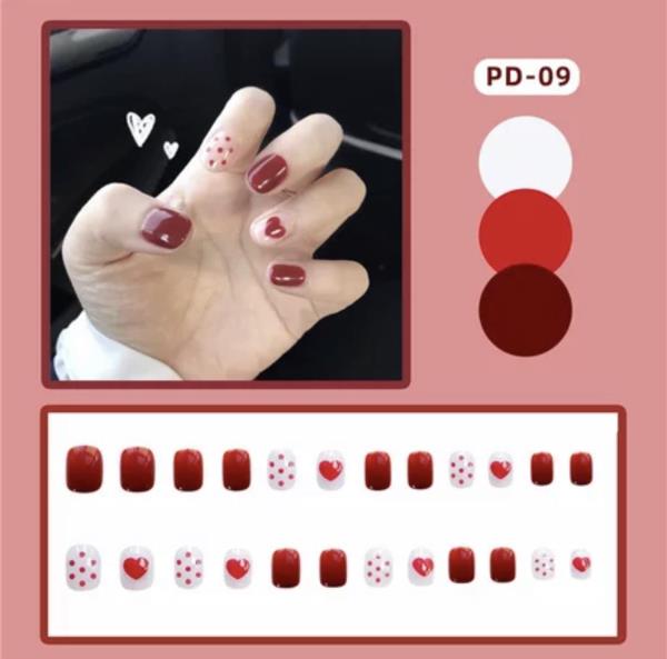 Red Artificial Fake Press Nail Tips