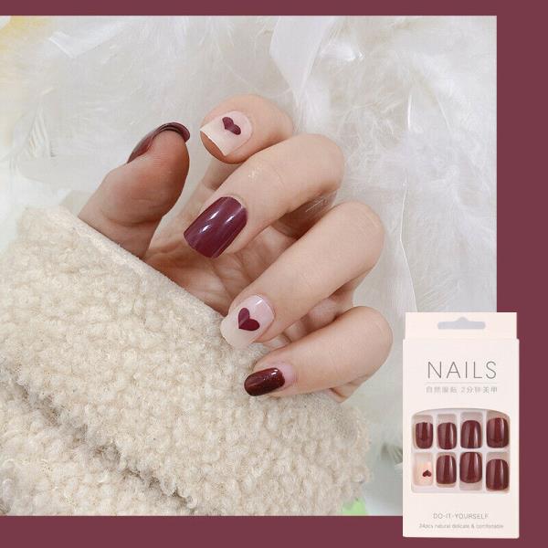 Red Artificial Fake Press Nail Tips