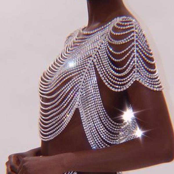 Shiny Rhinestone Nightclub Shoulder Chain