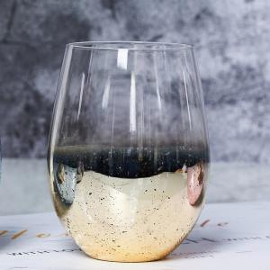 Flower Gold Foil Bark Drinking Crystal Glass Cup