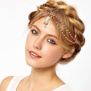 White Faux Pearl Tassel Head Chain