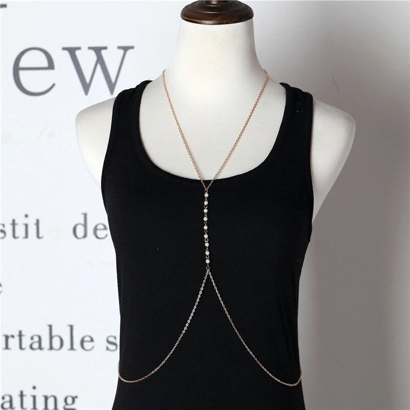 Pearl Gold Bikini Necklace Bra Chain